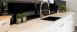 quartz worktop with kitchen sink